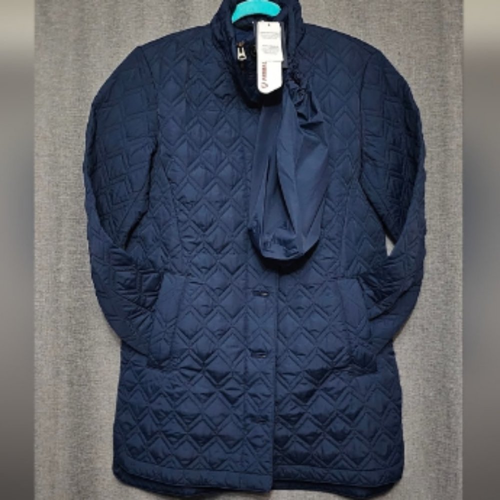 Lands' End Women's Insulated Packable Quilted Barn Jacket Deep Sea Navy New